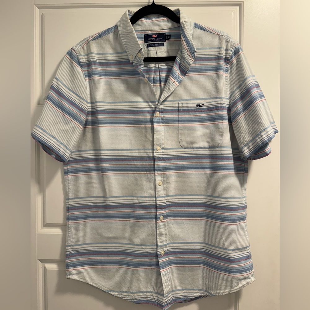 Vineyard Vines Men’s Short Sleeve Button-Down Shirt — Size Medium (Good Conditio